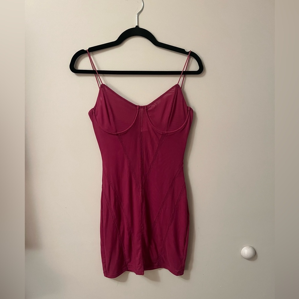 Meshki Pink Sheer Mini Dress | Size M